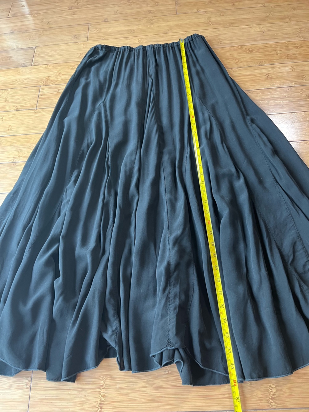 CP Shades Black Rayon Flowing Godet Full-Length Maxi Skirt Whimsigoth Fairycore - Picture 5 of 8